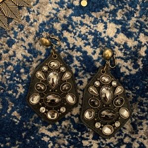 Leather studded statement earrings